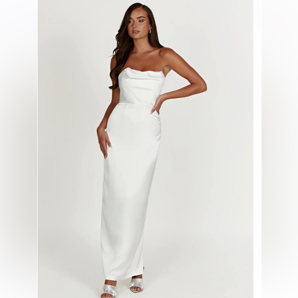 MESHKI white strapless maxi dress, new with tags